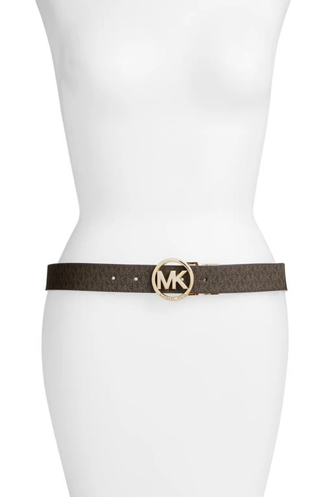 Michael Kors Logo Reversible Leather Belt Chocolate/Black at Nordstrom,