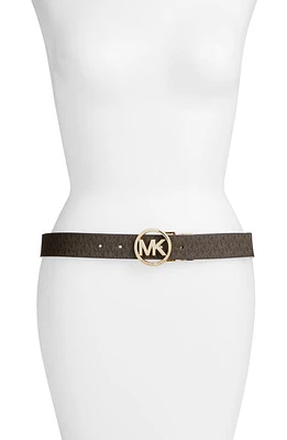 Michael Kors Logo Reversible Leather Belt Chocolate/Black at Nordstrom,