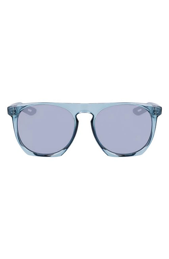 Nike Flatspot XXII 52mm Geometric Sunglasses in Worn Blue/Silver Flash at Nordstrom