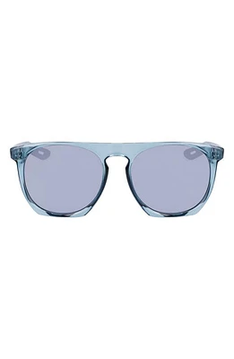 Nike Flatspot XXII 52mm Geometric Sunglasses in Worn Blue/Silver Flash at Nordstrom