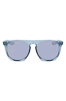 Nike Flatspot XXII 52mm Geometric Sunglasses in Worn Blue/Silver Flash at Nordstrom