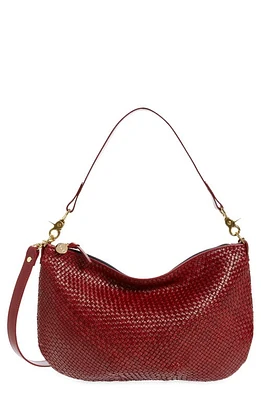 Clare V. Moyen Woven Leather Messenger Bag in Oxblood Diagonal Woven at Nordstrom