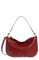 Clare V. Moyen Woven Leather Messenger Bag in Oxblood Diagonal Woven at Nordstrom