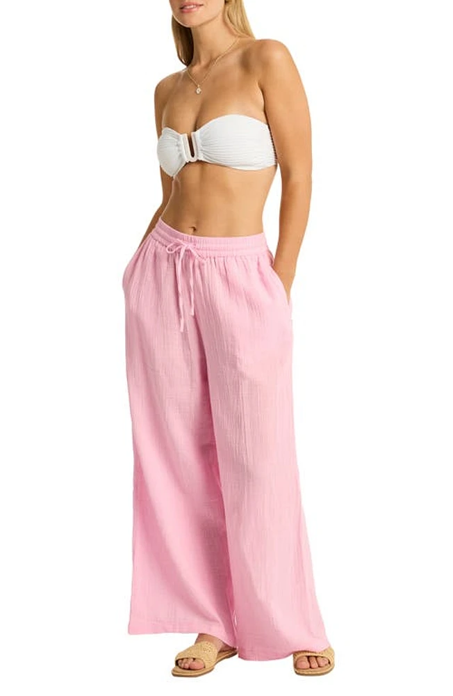 Sea Level Sunset Beach High Waist Cotton Gauze Cover-Up Pants at Nordstrom,