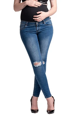 Preggo Leggings Santa Monica Ripped Skinny Maternity Jeans in Blue at Nordstrom