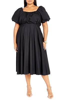 City Chic Rosabella Puff Sleeve Midi Dress at