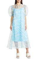 Dressed Lala Star Energy Organza Puff Sleeve Dress Cloud at Nordstrom,