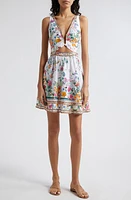 Camilla Plumes & Parterres Cutout Linen Fit Flare Dress And at Nordstrom,