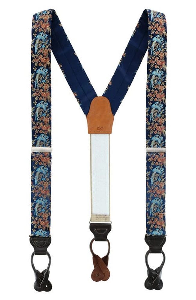 Trafalgar Bird of Prosperity Silk Suspenders in Navy at Nordstrom