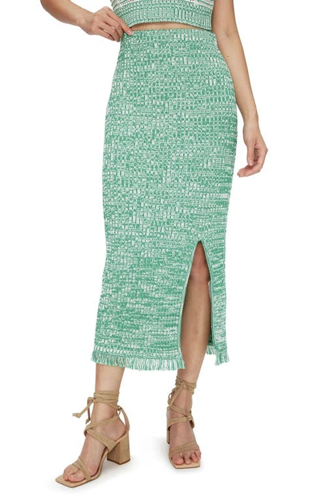 Diane von Furstenberg Emmie Cotton Midi Sweater Skirt Tweed Knit Green at Nordstrom,