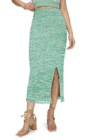 Diane von Furstenberg Emmie Cotton Midi Sweater Skirt Tweed Knit Green at Nordstrom,