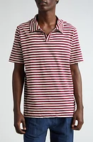 Massimo Alba Aruba Stripe Cotton & Linen Polo R303 Lampone at Nordstrom,