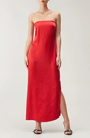 NASTY GAL Strapless Satin Maxi Dress Red at Nordstrom,