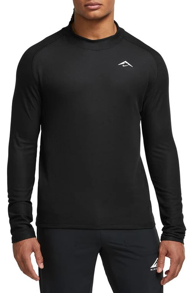 Nike Dri-FIT Long Sleeve Trail Running Top Black/Black/White at Nordstrom,