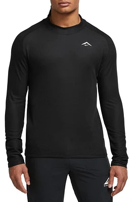 Nike Dri-FIT Long Sleeve Trail Running Top Black/Black/White at Nordstrom,