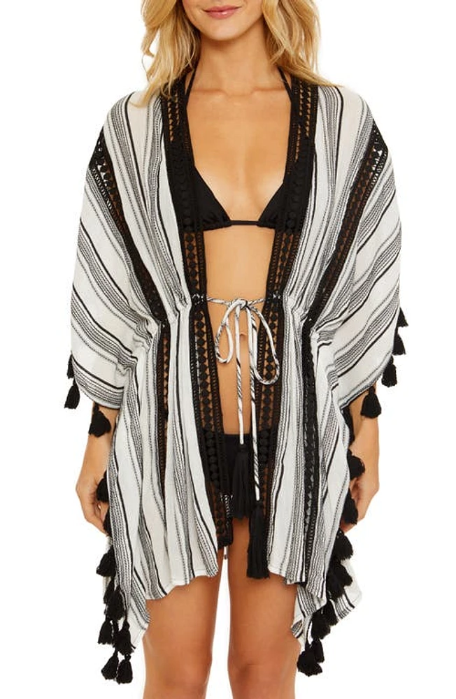 Soluna Stripe Cotton Blend Cover-Up White/Black at Nordstrom,