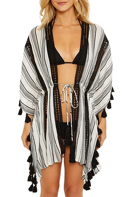 Soluna Stripe Cotton Blend Cover-Up White/Black at Nordstrom,