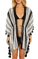 Soluna Stripe Cotton Blend Cover-Up White/Black at Nordstrom,