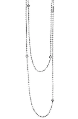 LAGOS Long Caviar Icon Station Necklace in Silver at Nordstrom, Size 36 In