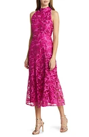 Sam Edelman Embroidered Mock Neck Midi Dress in Dark Pink at Nordstrom, Size 4