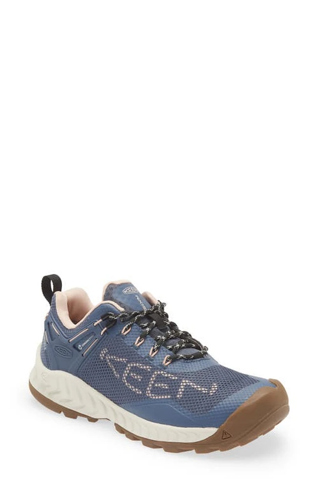 KEEN NXIS EVO Waterproof Speed Hiking Shoe in Vintage Indigo/Peachy Keen at Nordstrom, Size 7