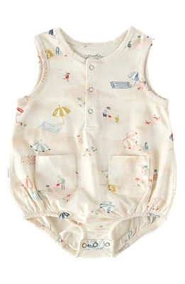 Pehr Beach Print Organic Cotton Bubble Romper Sand at Nordstrom,