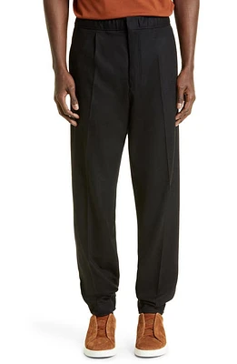 ZEGNA Pleated Wool Jersey Joggers Black at Nordstrom, Us