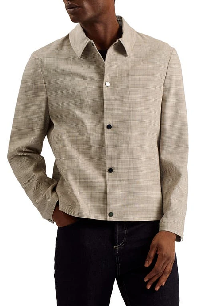 Ted Baker London Firs Lightweight Plaid Stretch Linen Blend Jacket Taupe at Nordstrom,