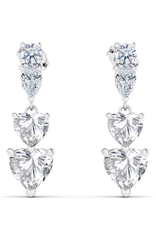 HauteCarat Lab Created Diamond Heart Drop Earrings in 18K Gold at Nordstrom