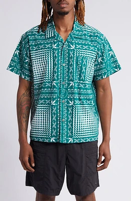 Obey Cortex Bandana Print Camp Shirt Aventurine Green Multi at Nordstrom,