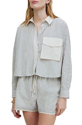 Madewell Flap Pocket Cotton Poplin Crop Button-Up Shirt Distant Surplus at Nordstrom,