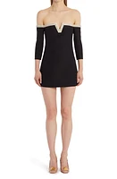 Valentino Garavani Beaded Off the Shoulder Wool & Silk Crepe Dress Nero/avorio at Nordstrom, Us