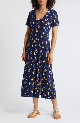 Loveappella Floral Midi Dress Navy at Nordstrom,