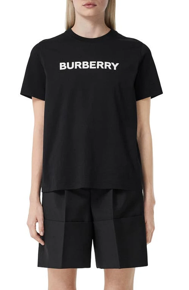 burberry Women's Margot Logo Cotton Graphic Tee in Black at Nordstrom, Size Large