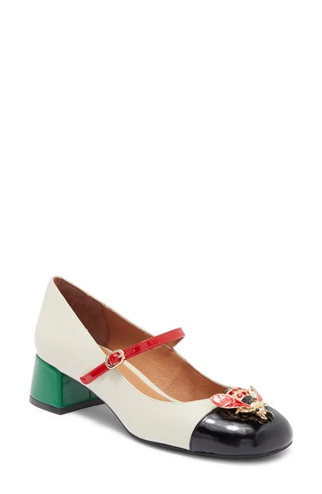 Jeffrey Campbell Jitterbug Cap Toe Mary Jane Pump Ivory Black Pat Red Cb at Nordstrom,