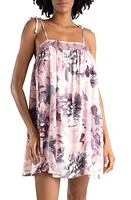 Midnight Bakery Moonlight Beach Smocked Floral Chemise Mauve at Nordstrom,