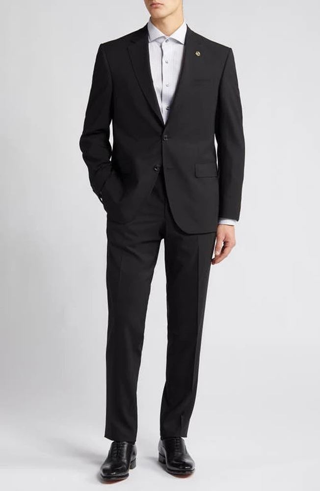 Ted Baker London Jay Trim Fit Solid Wool Suit Black at Nordstrom,