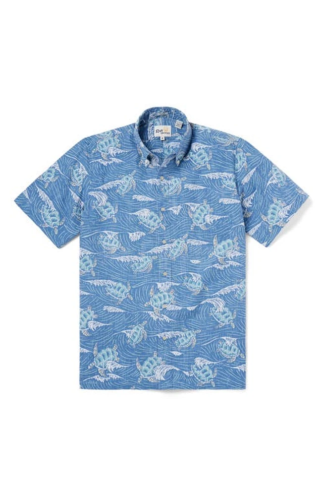 Reyn Spooner Honu Aukai Classic Fit Short Sleeve Button-Down Shirt Blue Horizon at Nordstrom,