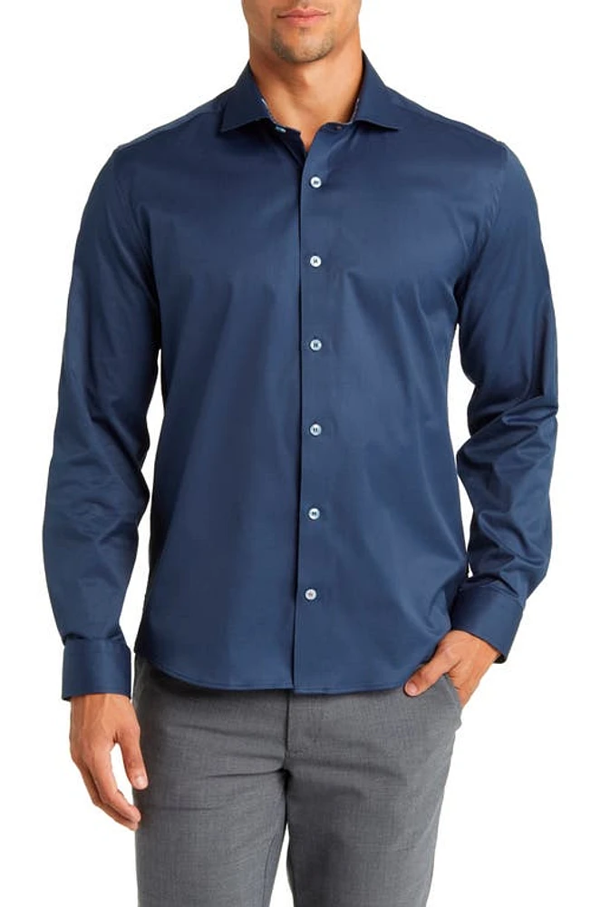 Stone Rose DryTouch Button-Up Shirt Navy at Nordstrom,