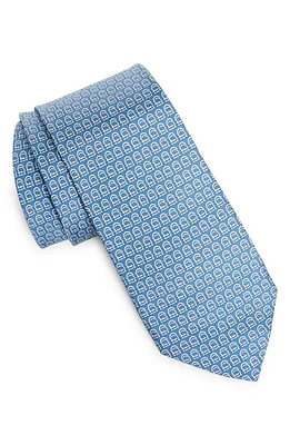 FERRAGAMO Gancini Silk Tie in Azzurro/Avorio at Nordstrom