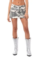 EDIKTED Rock Denim Miniskirt Gray at Nordstrom,