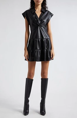 Alice + Olivia Mila Twist Front Faux Leather Dress at Nordstrom,