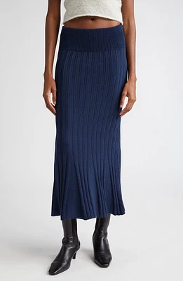 Paloma Wool Mauri Rib Flared Knit Maxi Skirt Navy at Nordstrom,