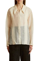 Khaite Nori Pleated Sheer Silk Button-Up Shirt at Nordstrom,