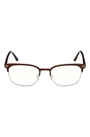 TOM FORD Browline 53mm Blue Light Blocking Glasses in Matte Dark Brown at Nordstrom