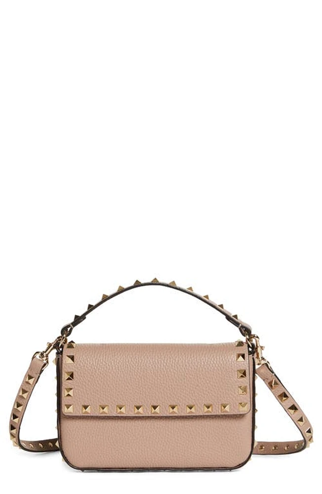 Valentino Garavani Rockstud Leather Top Handle Bag in P45 Poudre at Nordstrom