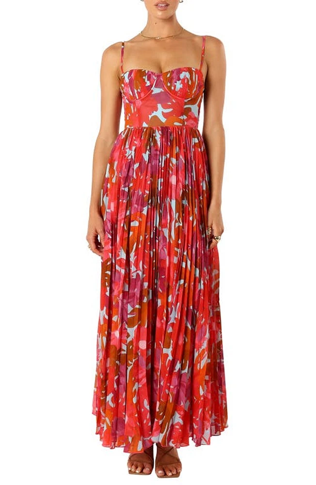 Petal & Pup Achanti Print Pleated Maxi Dress Pink Azalea at Nordstrom,