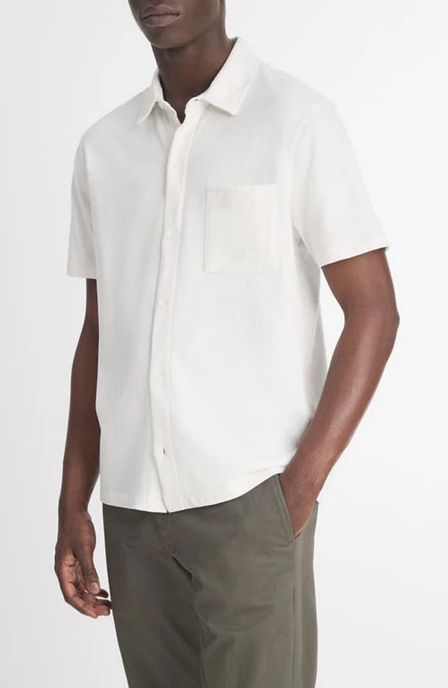 Vince Sueded Jersey Short Sleeve Button-Up Shirt at Nordstrom,