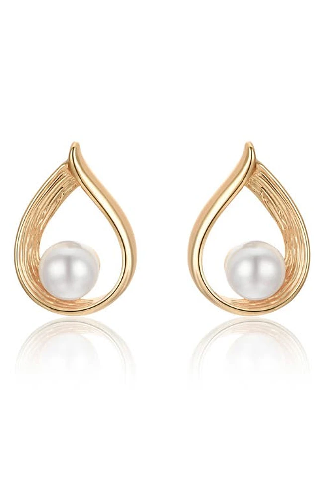 Ettika Imitation Pearl Teardrop Earrings in Gold at Nordstrom