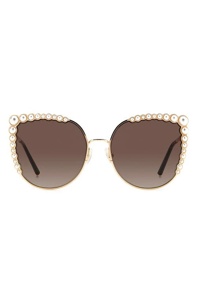 Carolina Herrera 58mm Cat Eye Sunglasses in Rose Gold /Brown Gradient at Nordstrom